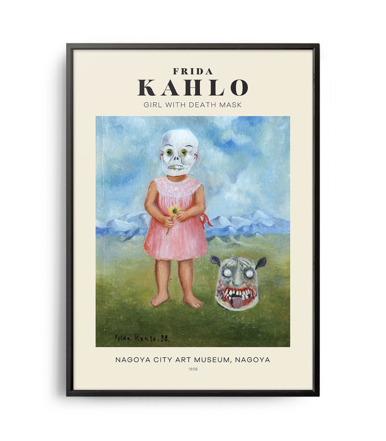 Midcentury modern Frida Kahlo Girl with Death Mask poster Weekend Poster