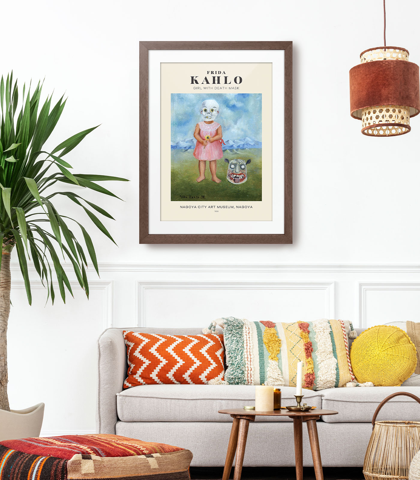 Midcentury modern Frida Kahlo Girl with Death Mask poster Weekend Poster