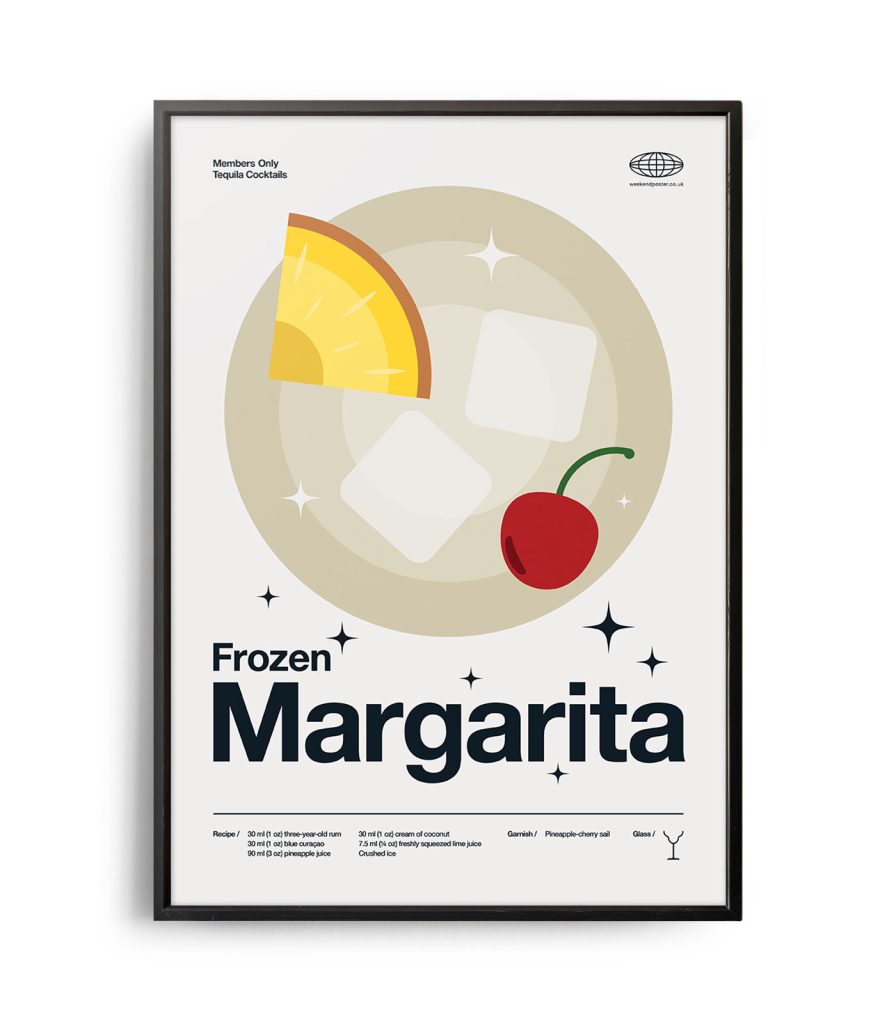Midcentury modern Frozen Margarita Cocktail poster Weekend Poster