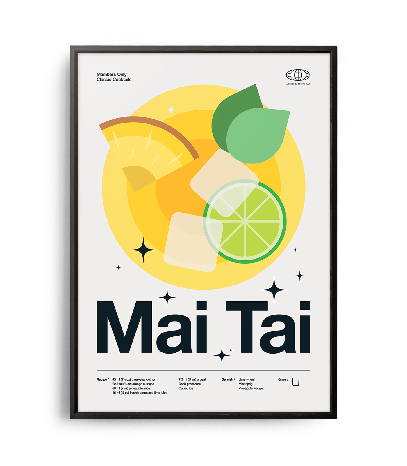Midcentury modern Mai Tai Cocktail poster Weekend Poster